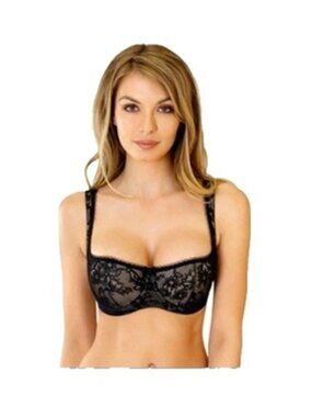 Rosme’s Balconette Bra w Push-up Effect Sexy Lace Demi Half Cup Underwired 34B